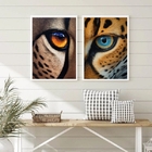 Kit 2 Quadros Decorativos Olhos De Felinos 45x34cm - Com Vidr