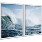 Kit 2 Quadros Decorativos Ondas Surf Surfista 33x24cm - Com V