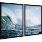 Kit 2 Quadros Decorativos Ondas Surf Surfista 45x34cm Moldura