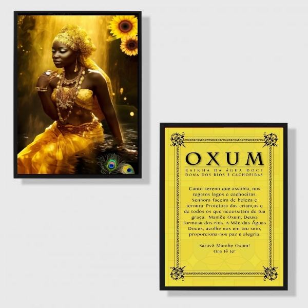 Kit 2 Quadros Decorativos Oxum 33x24cm Moldura:madeira Branca