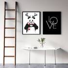 Kit 2 Quadros Decorativos Panda Love 45x34cm Moldura:madeira