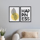 Kit 2 Quadros Decorativos Para Corredor Folhas Felicidade