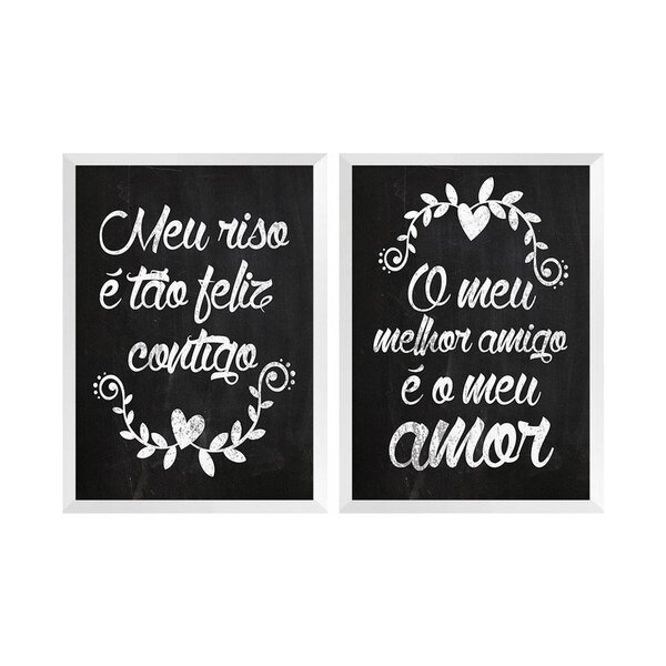 Kit 2 Quadros Decorativos Para Quarto Frases Casal Amor