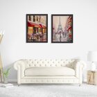 Kit 2 Quadros Decorativos Paris Torre Eiffel Pintura Abstrata