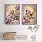 Kit 2 Quadros Decorativos Passarinhos Bougainville 33x24cm Mo