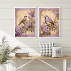 Kit 2 Quadros Decorativos Passarinhos Bougainville 45x34cm Mo