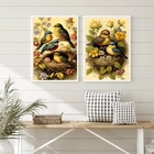 Kit 2 Quadros Decorativos Passarinhos No Ninho 33x24cm Moldur