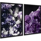 Kit 2 Quadros Decorativos Pedras - Cristais 45x34cm Moldura P