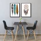 Kit 2 Quadros Decorativos Penas E Filtro Dos Sonhos 45x34cm -