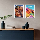 Kit 2 Quadros Decorativos Peru Cusco 24x18cm Moldura Branca