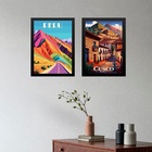 Kit 2 Quadros Decorativos Peru Cusco 45x34cm - Com Vidro Mold