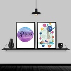 Kit 2 Quadros Decorativos Pilates Bolas 45x34cm - Com Vidro M