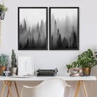 Kit 2 Quadros Decorativos Pinheiros Árvores Quarto