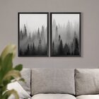 Kit 2 Quadros Decorativos Pinheiros Árvores Quarto