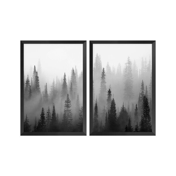 Kit 2 Quadros Decorativos Pinheiros Árvores Quarto