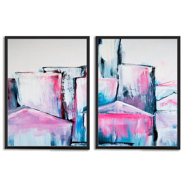 Kit 2 Quadros Decorativos Pintura Abstrata