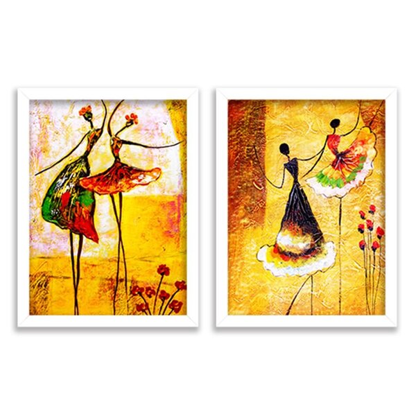 Kit 2 Quadros Decorativos Pintura Bailarinas Espanholas Dança