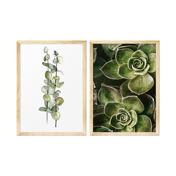 Kit 2 Quadros Decorativos Plantas Folhagens Cozinha Sala