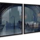 Kit 2 Quadros Decorativos Ponte Sombrio Noturno 45x34cm Moldu