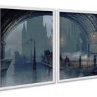 Kit 2 Quadros Decorativos Ponte Sombrio Noturno 45x34cm Moldu