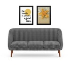 Kit 2 Quadros Decorativos Praia - Amarelo 24x18cm - Com Vidro