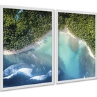 Kit 2 Quadros Decorativos Praia Floresta 24x18cm Moldura Bran