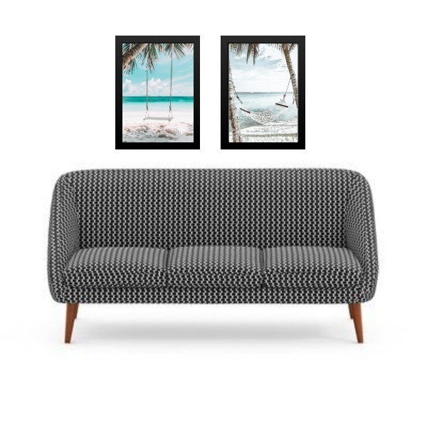Kit 2 Quadros Decorativos Praia Para Relaxar 33x24cm Moldura