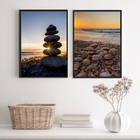 Kit 2 Quadros Decorativos Praia Pedras E Conchas 24x18cm Mold