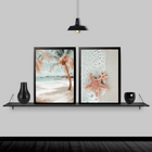 Kit 2 Quadros Decorativos Praia Soft 33x24cm - Com Vidro Mold