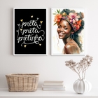 Kit 2 Quadros Decorativos Preta Preta Pretinha 45x34cm - Com