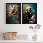 Kit 2 Quadros Decorativos Preto E Preta Velha 33x24cm Moldura