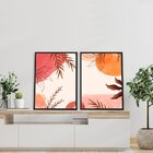 Kit 2 Quadros Decorativos Ramos E Tons De Salmão