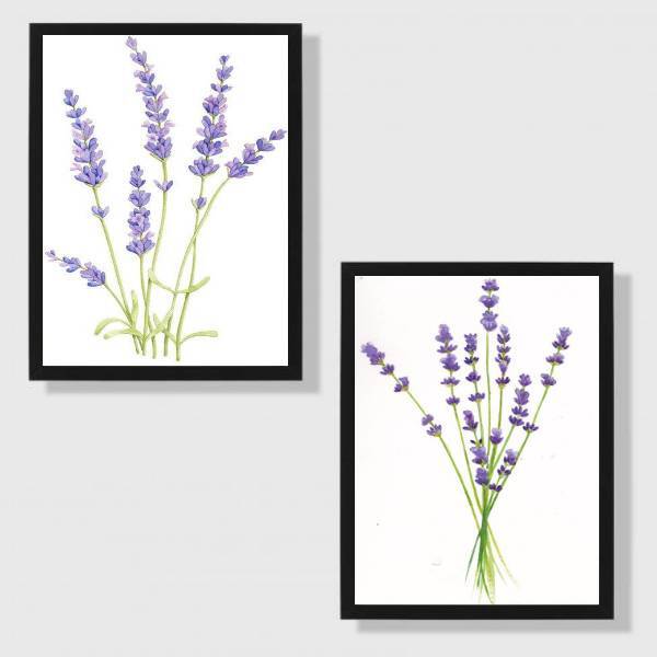 Kit 2 Quadros Decorativos Ramos Lavanda A4 (20 X 30)