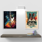 Kit 2 Quadros Decorativos Rock Aquarela 24x18cm - Com Vidro M