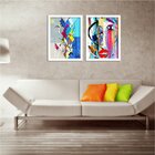 Kit 2 Quadros Decorativos Rosto Geométrico