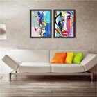 Kit 2 Quadros Decorativos Rosto Geométrico