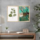 Kit 2 Quadros Decorativos Sala Estar Moldura Pinus Plantas Fo