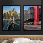 Kit 2 Quadros Decorativos São Paulo - Coloridos 24x18cm Moldu