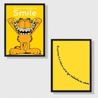 Kit 2 Quadros Decorativos Sorria! 24x18cm - Com Vidro Moldura