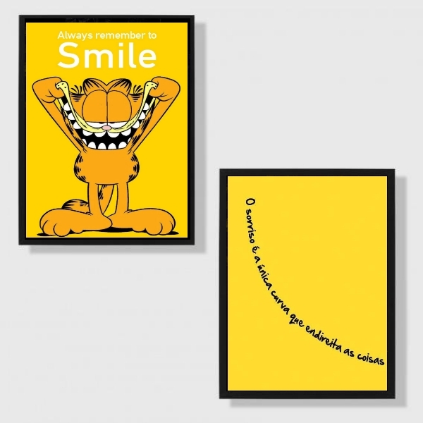 Kit 2 Quadros Decorativos Sorria! 45x34cm Moldura:madeira Bra