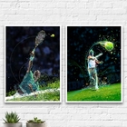 Kit 2 Quadros Decorativos Tenistas 33x24cm Moldura:madeira Pr