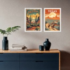 Kit 2 Quadros Decorativos Texas Arizona 24x18cm Moldura Branca