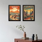 Kit 2 Quadros Decorativos Texas Arizona 33x24cm - Com Vidro M