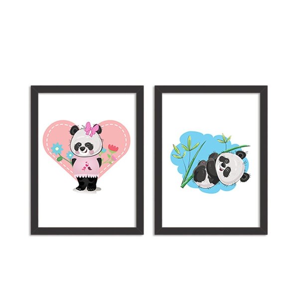 Kit 2 Quadros Decorativos Ursos Panda