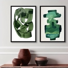 Kit 2 Quadros Decorativos Verdes Abstratos- Aquarela 33x24cm
