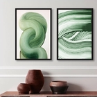 Kit 2 Quadros Decorativos Verdes Abstratos- Ondas 45x34cm Mol