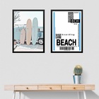 Kit 2 Quadros Decorativos Viajar Para Praia 45x34cm - Com Vid