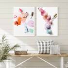 Kit 2 Quadros Decorativos Vidros Esmaltes 45x34cm - Com Vidro