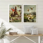 Kit 2 Quadros Decorativos Vintage Caçada Inglesa 45x34cm - Co