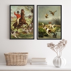 Kit 2 Quadros Decorativos Vintage Caçada Inglesa 45x34cm - Co